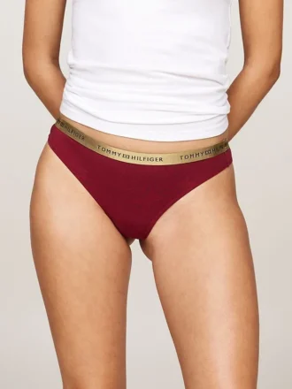 Tanga com logótipo na cintura, embalagem de 5 unidades
