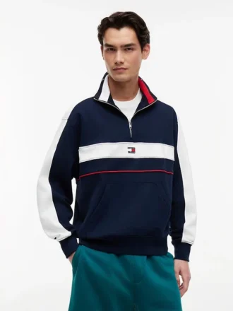 Tommy Jeans Camisola com fecho de correr de um quarto e blocos de cor Tommy Jeans Camisola com fecho de correr de um quarto e blocos de cor
