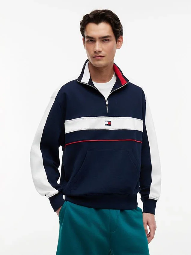 Tommy Jeans Camisola com fecho de correr de um quarto e blocos de cor Tommy Jeans Camisola com fecho de correr de um quarto e blocos de cor