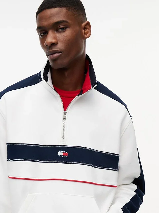 Tommy Jeans Camisola com fecho de correr de um quarto e blocos de cor Tommy Jeans Camisola com fecho de correr de um quarto e blocos de cor