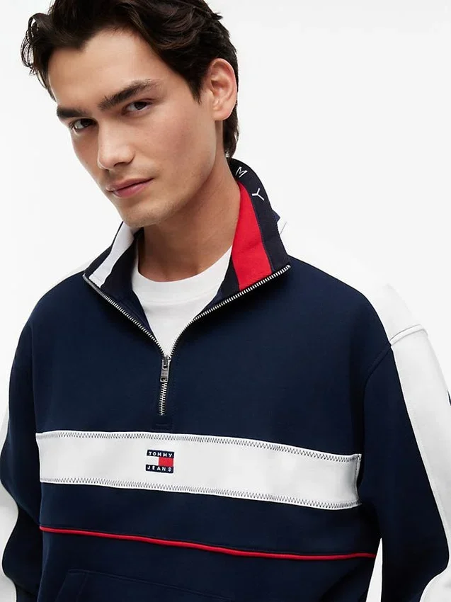 Tommy Jeans Camisola com fecho de correr de um quarto e blocos de cor Tommy Jeans Camisola com fecho de correr de um quarto e blocos de cor