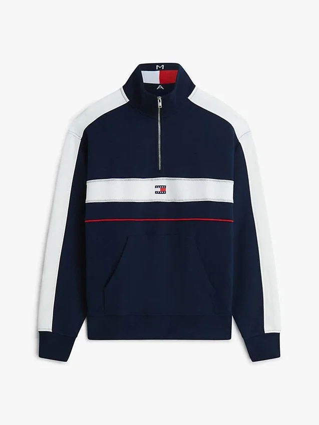 Tommy Jeans Camisola com fecho de correr de um quarto e blocos de cor Tommy Jeans Camisola com fecho de correr de um quarto e blocos de cor
