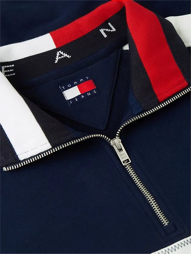 Tommy Jeans Camisola com fecho de correr de um quarto e blocos de cor Tommy Jeans Camisola com fecho de correr de um quarto e blocos de cor