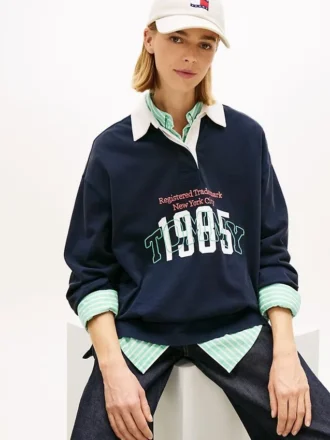 Tommy Jeans Camisola de râguebi oversized com logótipo 1985