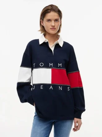 Tommy Jeans Camisola de Rugby Oversized com Bandeira