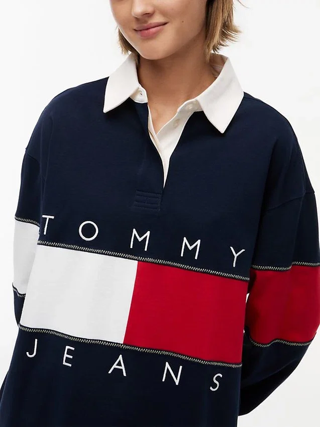 Tommy Jeans Camisola de Rugby Oversized com Bandeira Tommy Jeans Camisola de Rugby Oversized com Bandeira