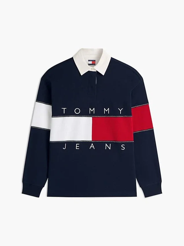 Tommy Jeans Camisola de Rugby Oversized com Bandeira Tommy Jeans Camisola de Rugby Oversized com Bandeira