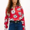 Top de crepe com estampado floral Top de crepe com estampado floral