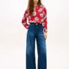 Top de crepe com estampado floral Top de crepe com estampado floral