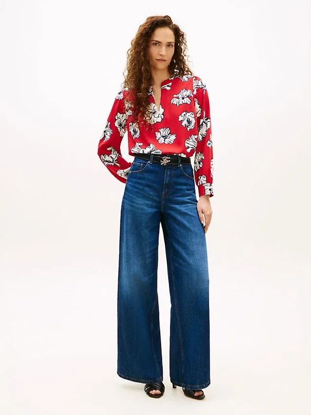 Top de crepe com estampado floral Top de crepe com estampado floral