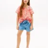 Top infantil com mangas bufantes e estampado tropical Top infantil com mangas bufantes e estampado tropical