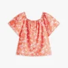 Top infantil com mangas bufantes e estampado tropical Top infantil com mangas bufantes e estampado tropical