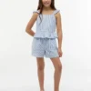 Top infantil com riscas em seersucker