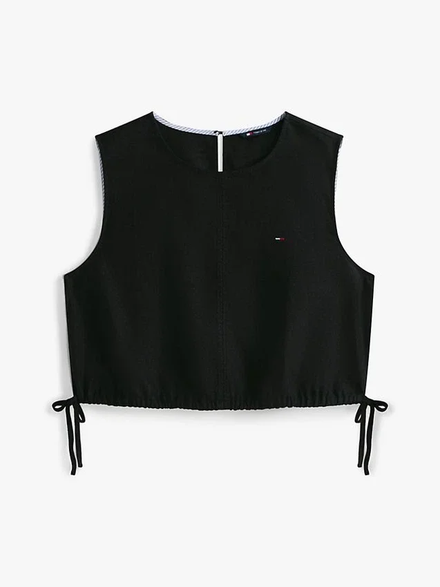 Top Tommy Jeans com laço lateral em mistura de linho Top Tommy Jeans com laço lateral em mistura de linho