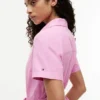 Vestido camisa com cinto em mistura de linho e algodão Vestido camisa com cinto em mistura de linho e algodão