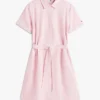 Vestido camisa com cinto em mistura de linho e algodão Vestido camisa com cinto em mistura de linho e algodão