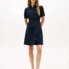 Vestido camisa com mangas bufantes e cinto Vestido camisa com mangas bufantes e cinto