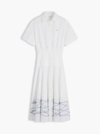 Vestido camisa de manga curta em popeline