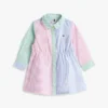 Vestido-camisa elástico com riscas mistas para bebés