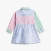 Vestido-camisa elástico com riscas mistas para bebés