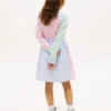 Vestido-camisa elástico com riscas mistas para criança Vestido-camisa elástico com riscas mistas para criança