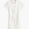 Vestido camisa em ganga branca com cinto Vestido camisa em ganga branca com cinto