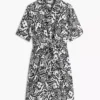 Vestido-camisa em mistura de linho com estampado tropical Vestido-camisa em mistura de linho com estampado tropical