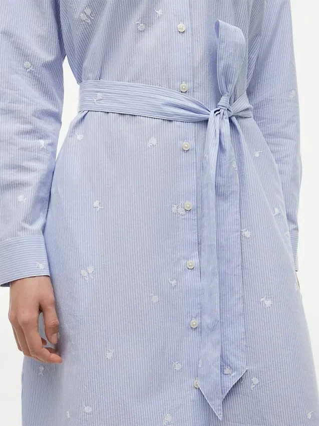 Vestido camisa midi com riscas florais Vestido camisa midi com riscas florais