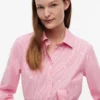 Vestido camisa midi com riscas florais Vestido camisa midi com riscas florais