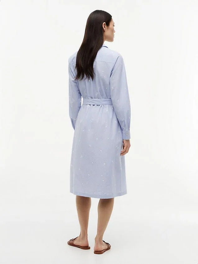 Vestido camisa midi com riscas florais Vestido camisa midi com riscas florais