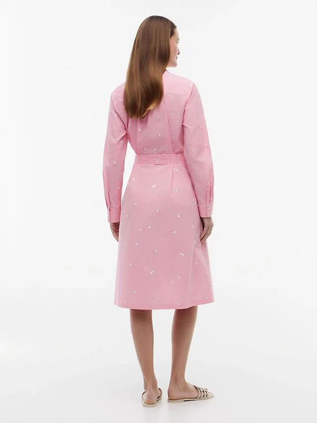 Vestido camisa midi com riscas florais Vestido camisa midi com riscas florais