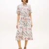 Vestido-camisa midi em linho com padrão animal Vestido-camisa midi em linho com padrão animal