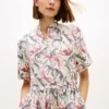 Vestido-camisa midi em linho com padrão animal Vestido-camisa midi em linho com padrão animal