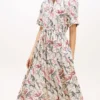 Vestido-camisa midi em linho com padrão animal Vestido-camisa midi em linho com padrão animal