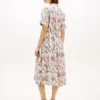 Vestido-camisa midi em linho com padrão animal Vestido-camisa midi em linho com padrão animal