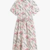 Vestido-camisa midi em linho com padrão animal Vestido-camisa midi em linho com padrão animal