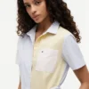 Vestido camisa Oxford com riscas múltiplas Vestido camisa Oxford com riscas múltiplas