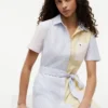 Vestido camisa Oxford com riscas múltiplas Vestido camisa Oxford com riscas múltiplas