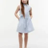 Vestido-camisa sem mangas com cinto para criança Vestido-camisa sem mangas com cinto para criança