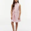 Vestido-camisa sem mangas com cinto para criança Vestido-camisa sem mangas com cinto para criança