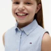 Vestido-camisa sem mangas com cinto para criança Vestido-camisa sem mangas com cinto para criança