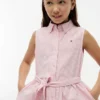 Vestido-camisa sem mangas com cinto para criança Vestido-camisa sem mangas com cinto para criança