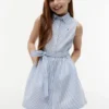 Vestido-camisa sem mangas com cinto para criança Vestido-camisa sem mangas com cinto para criança