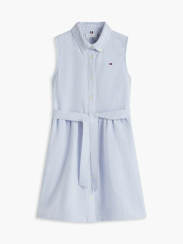Vestido-camisa sem mangas com cinto para criança Vestido-camisa sem mangas com cinto para criança