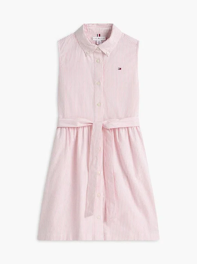Vestido-camisa sem mangas com cinto para criança Vestido-camisa sem mangas com cinto para criança