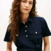 Vestido camisa utilitário de manga curta com cinto Vestido camisa utilitário de manga curta com cinto