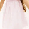Vestido combinado de tule às riscas para criança