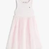 Vestido combinado de tule às riscas para criança