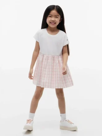 Vestido combinado de xadrez para meninas