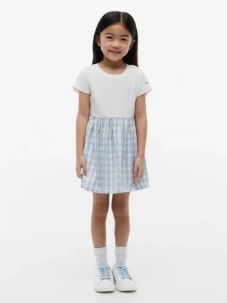 Vestido combinado de xadrez para meninas